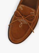 Socque-Mocassin-Indien-Totem-Daim-Camel-Vue-Details