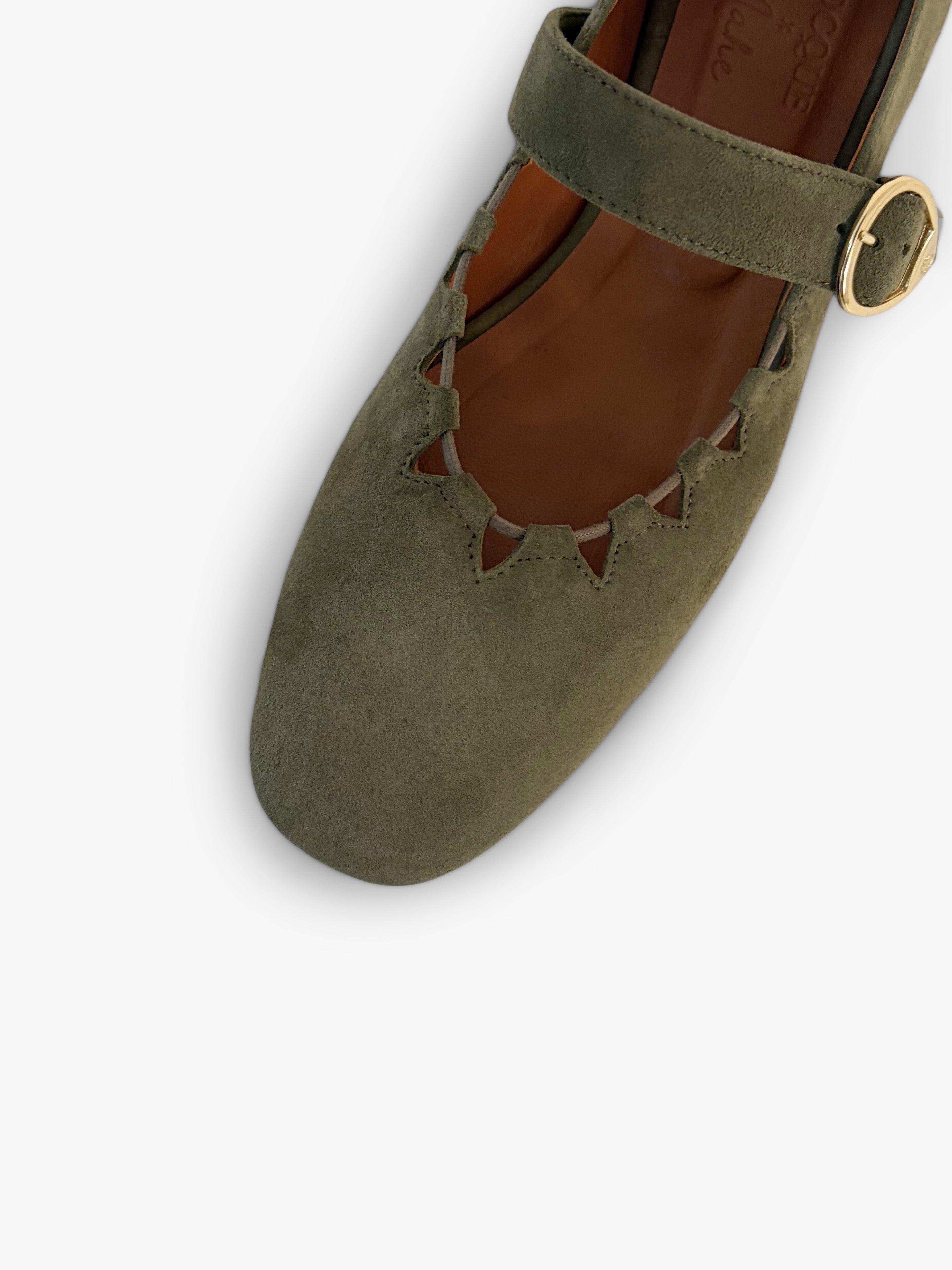 Socque-Paris-Ballerine-Ginger-Cuir-Daim-Kaki-Top-Detail