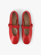 Socque-Paris-Ballerine-June-Cuir-Rouge-Vue-Top