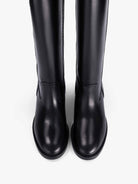 Socque-Paris-Botte-Cuir-Dune-Haute-Noir-Front