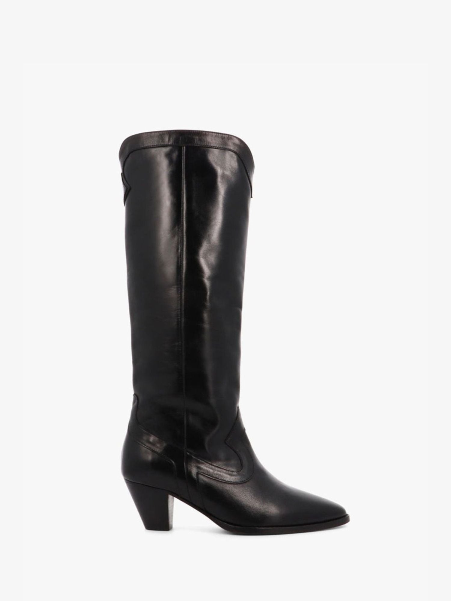 Socque-Paris-Botte-Haute-Daim-Noir-Talon-Profil