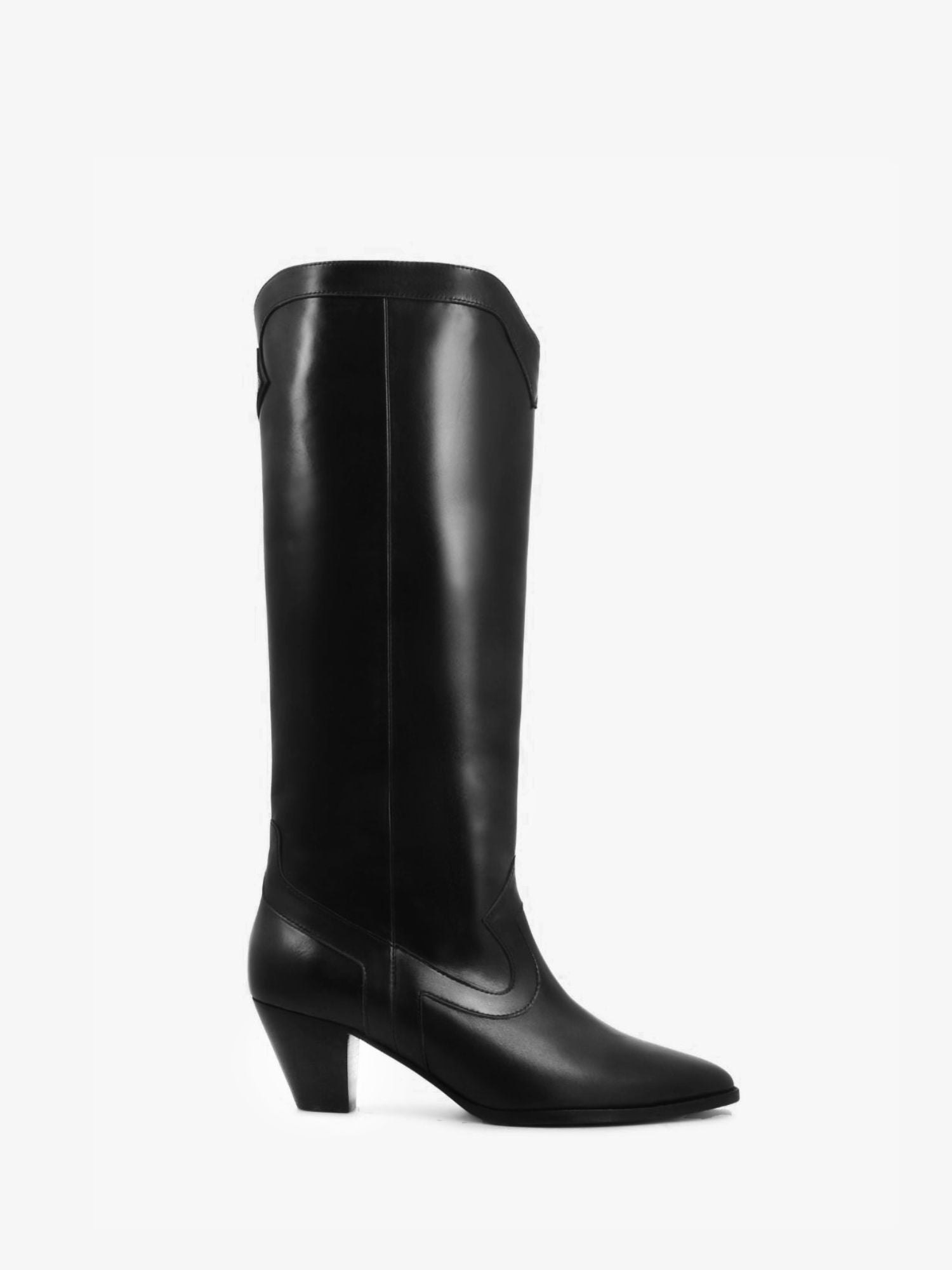 Socque-Paris-Botte-Haute-Daim-Noir-Talon-Profil