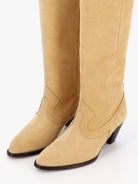Socque-Paris-Botte-Haute-Daim-Sable-Talon-Vue-Detail