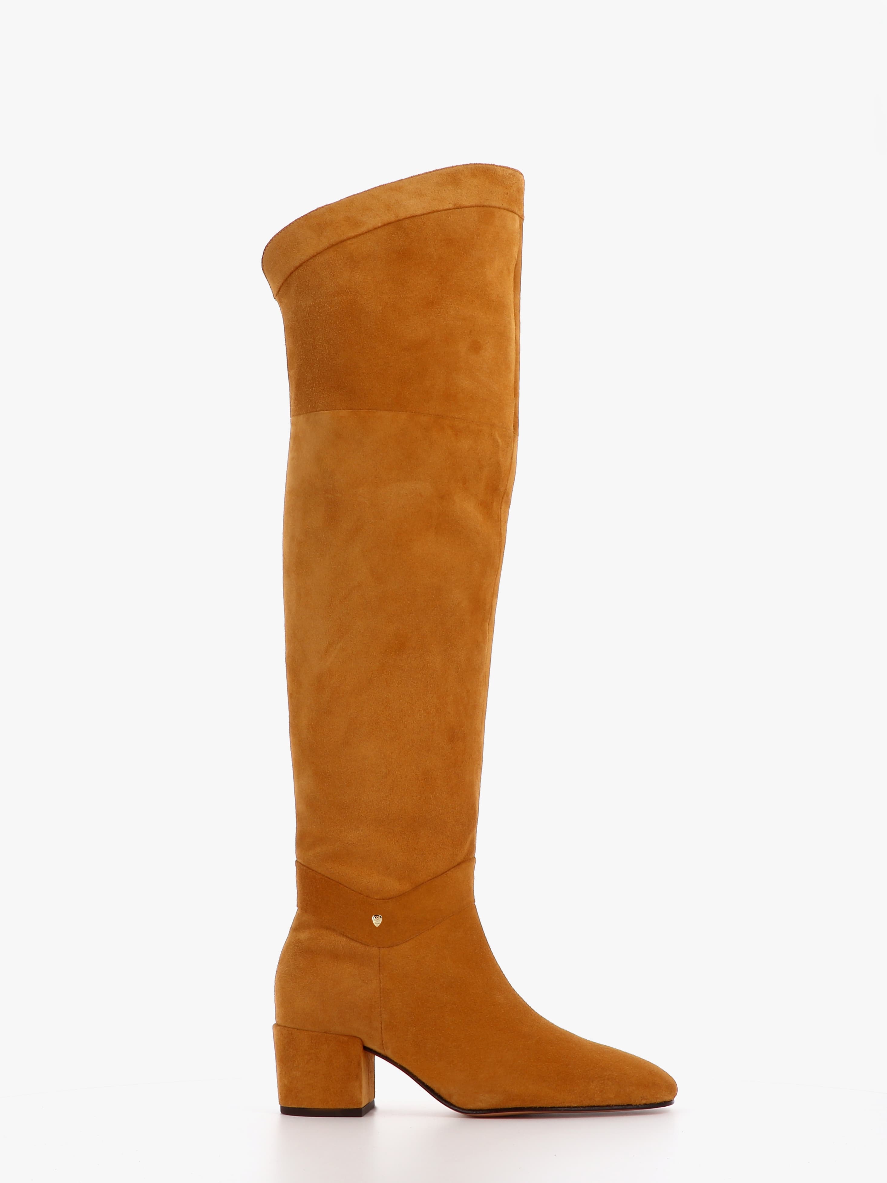 Socque-Paris-Botte-Haute-Talon-Cuir-Camel-Profil