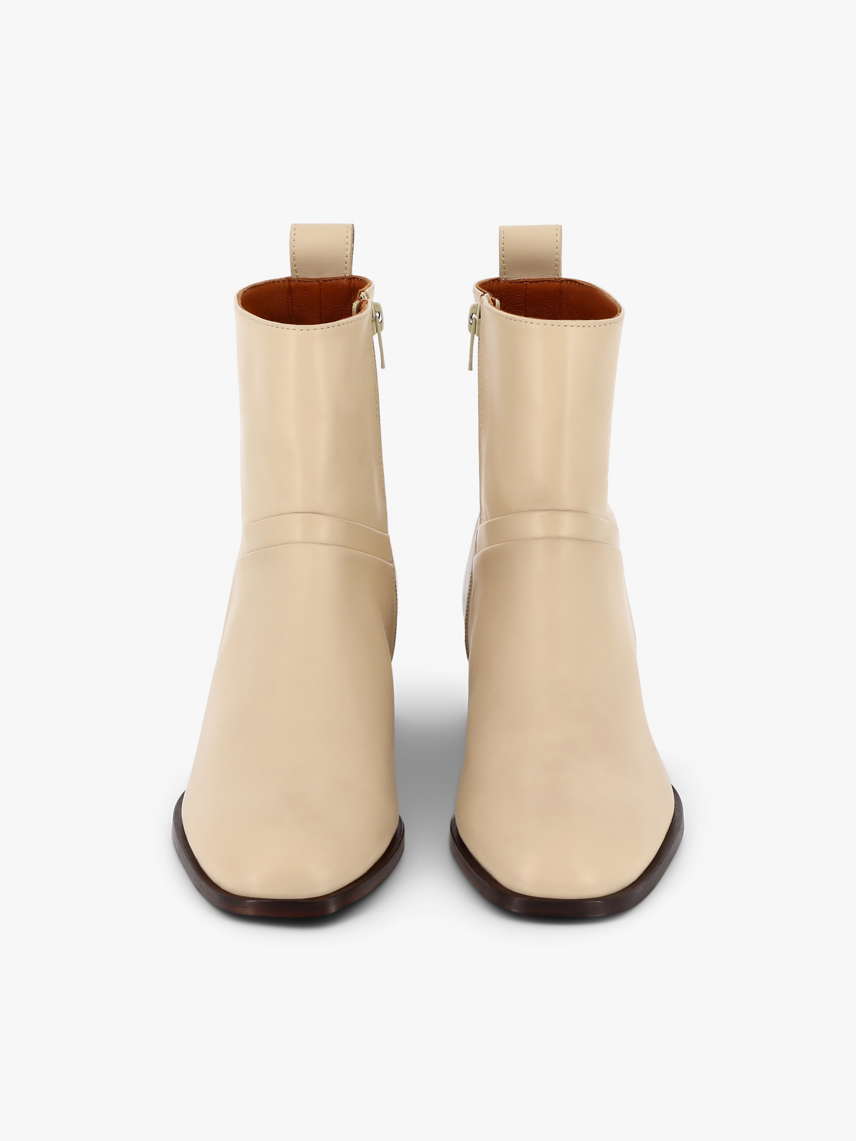 Socque-Paris-Dover-Cuir-Creme-Bottine-Front