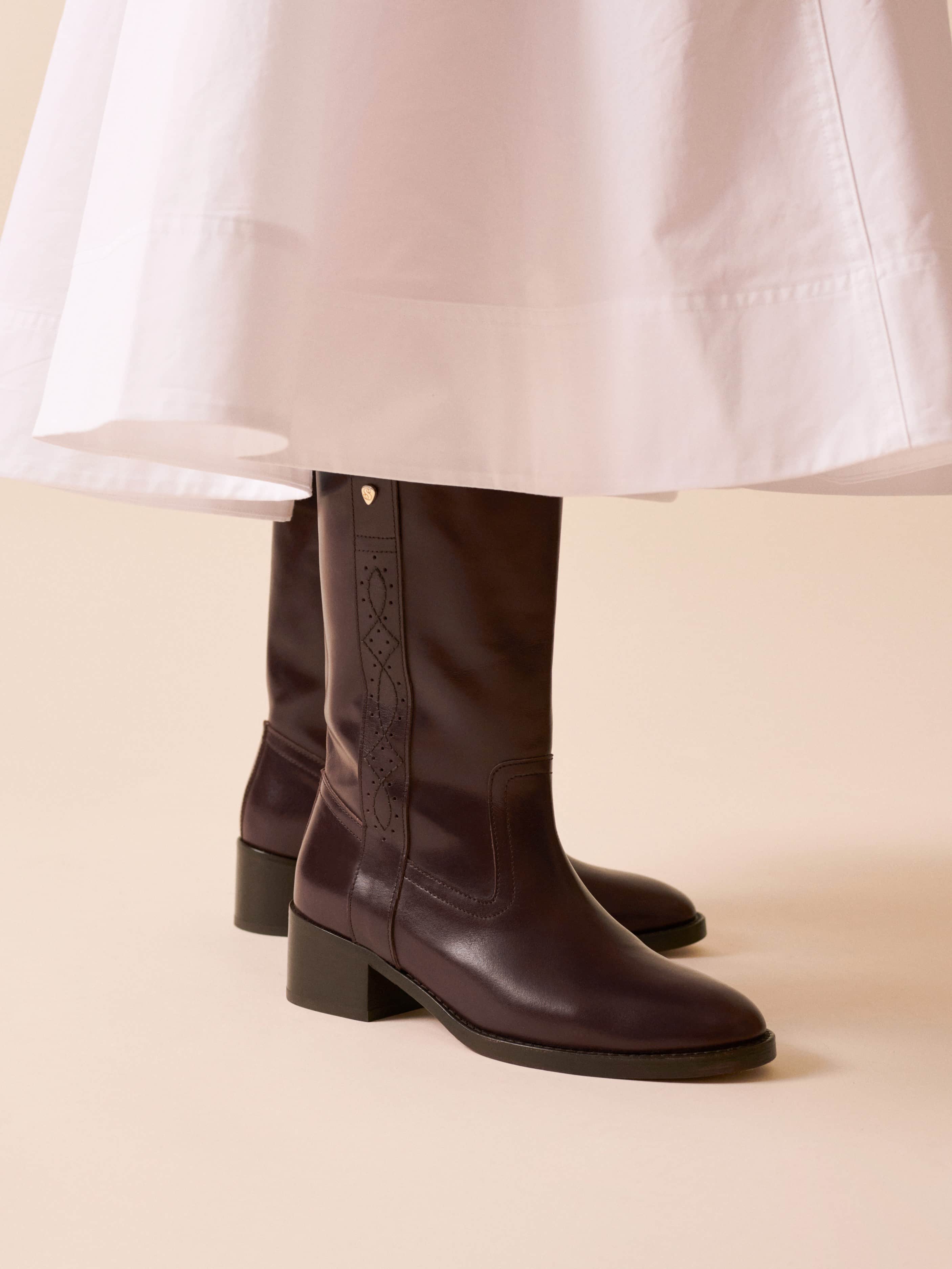 Socque-Paris-Dune-Marron-Bottine-Talon-Portee