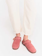 Socque-Paris-Lucca-Mule-Daim-Rose-Portee