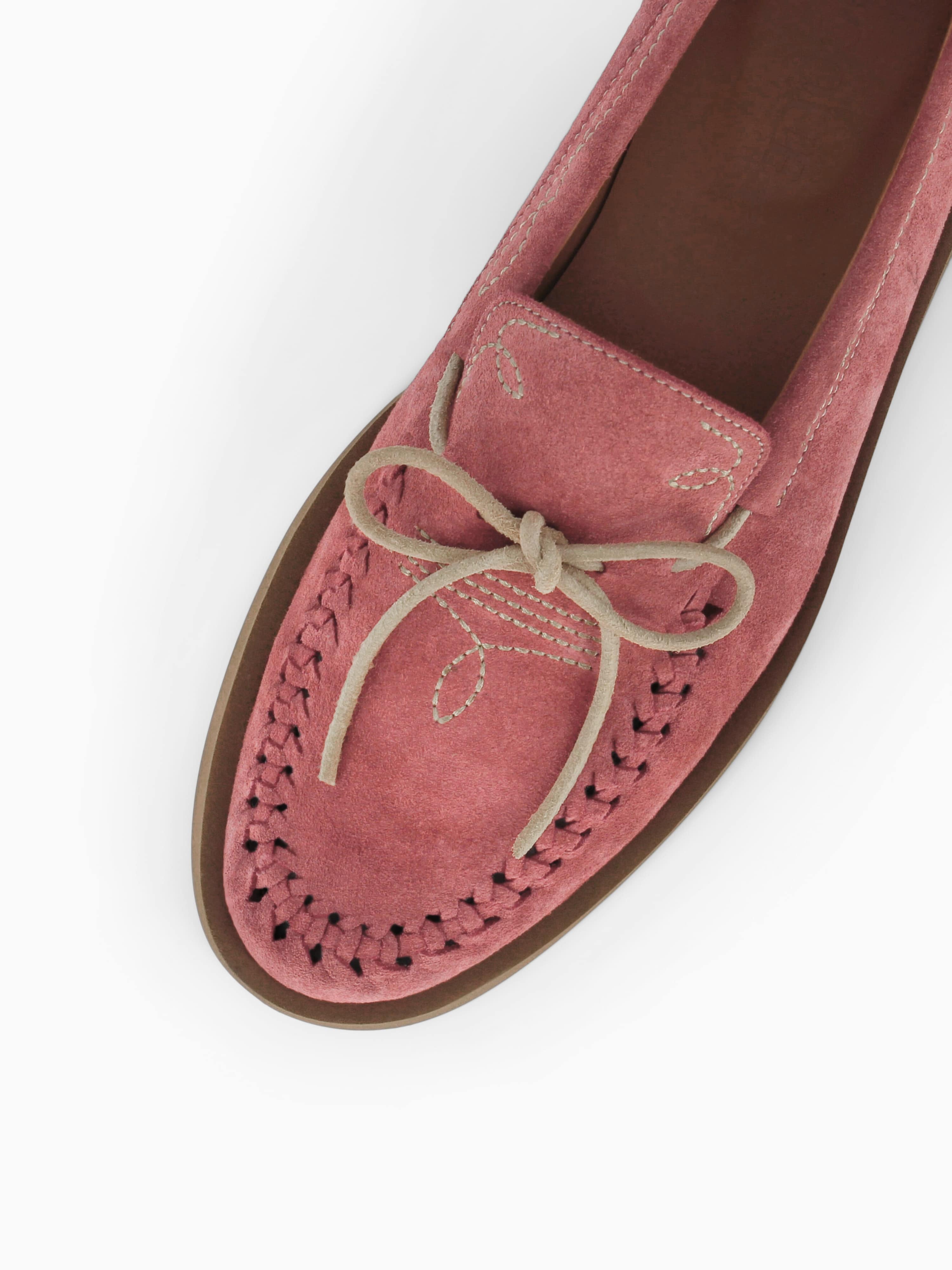 Socque-Paris-Mocassin-Indien-Daim-Rose-Top-Detail