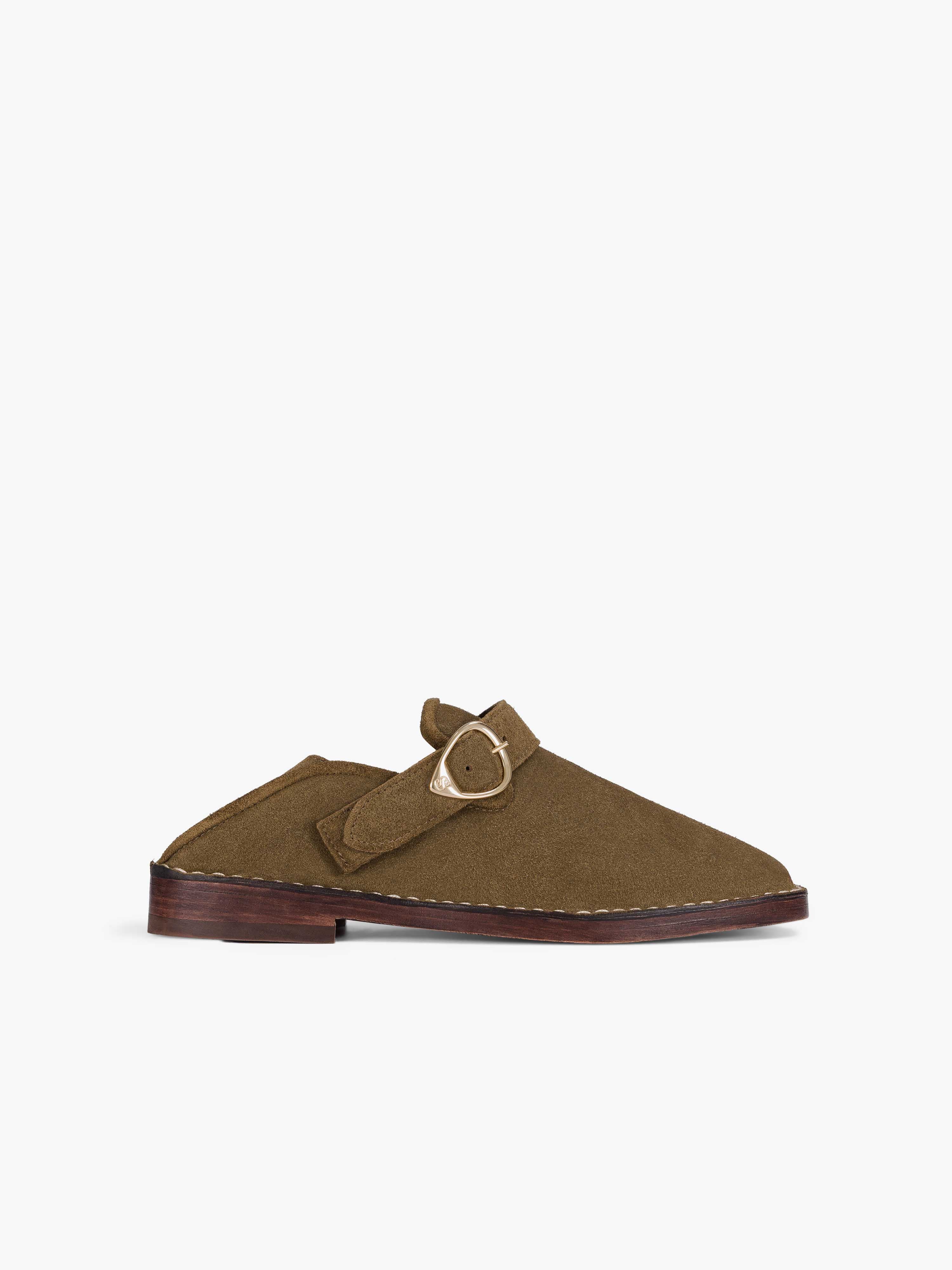 Socque-Paris-Mule-Mocassin-Lucca-Daim-Kaki-Profil_1