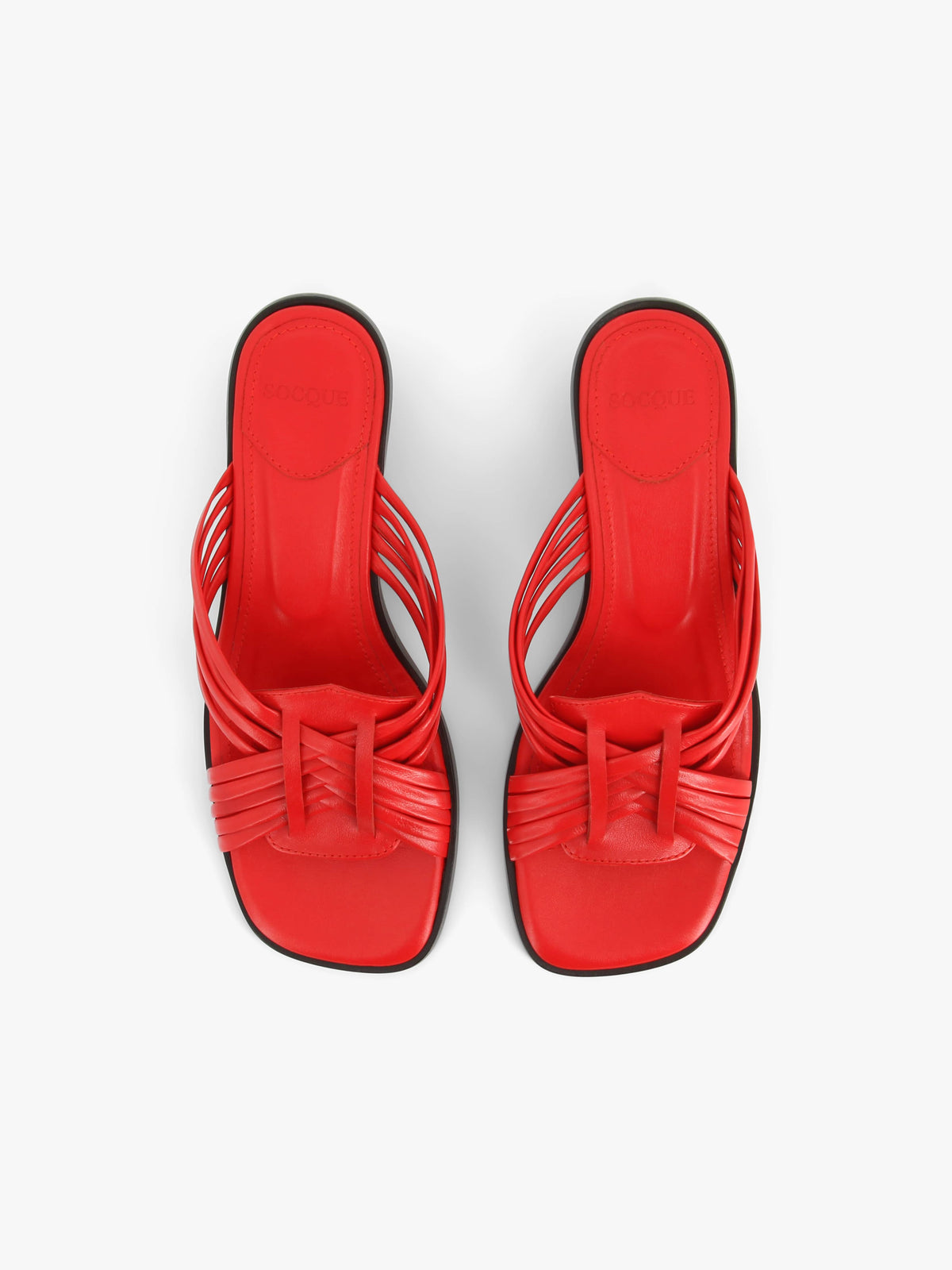 Socque-Paris-Sandale-Janis-Cuir-Rouge-Vue-Top