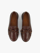 Socque-Totem-Moccasin-Indien-Cuir-Marron-Vue-Top