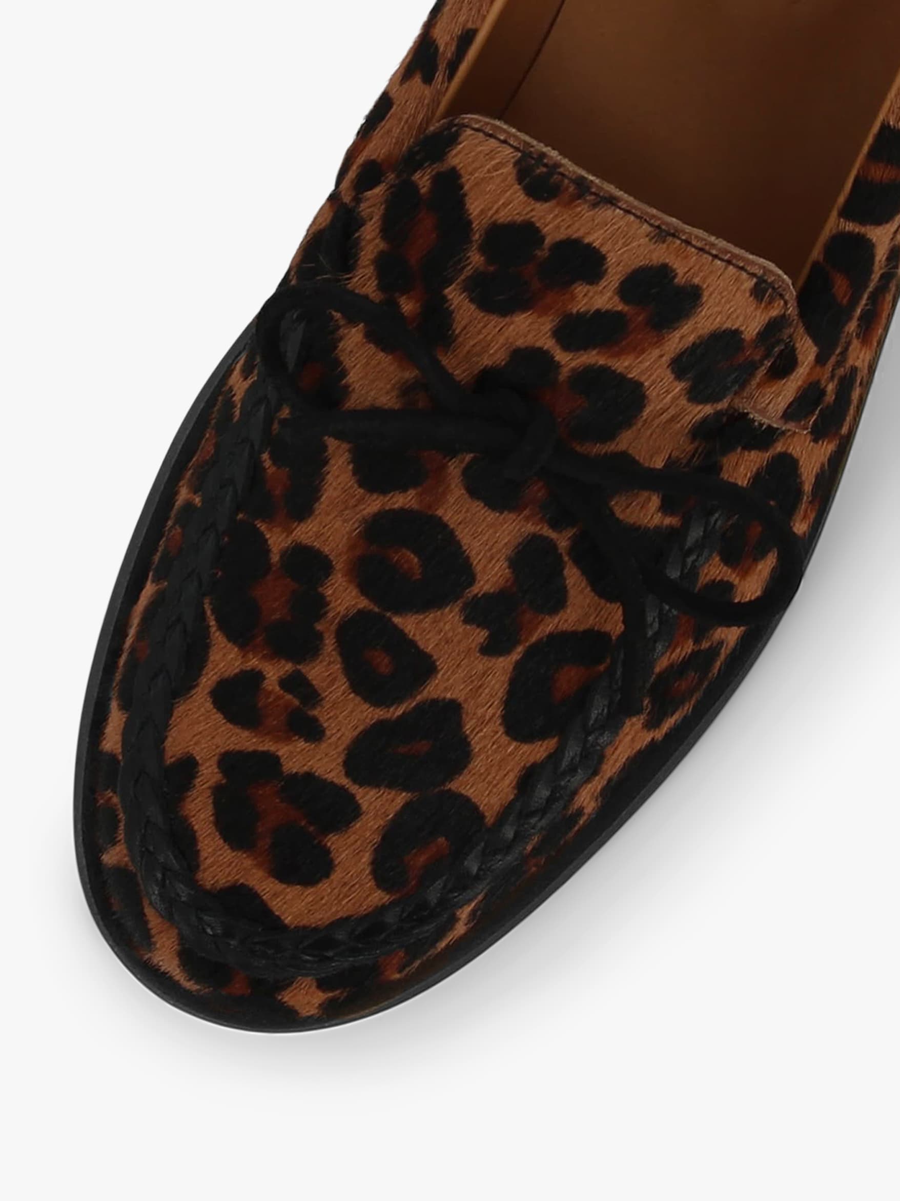 Socque-Totem-Moccasin-indien-Cuir-leopard-imprime-vue-details