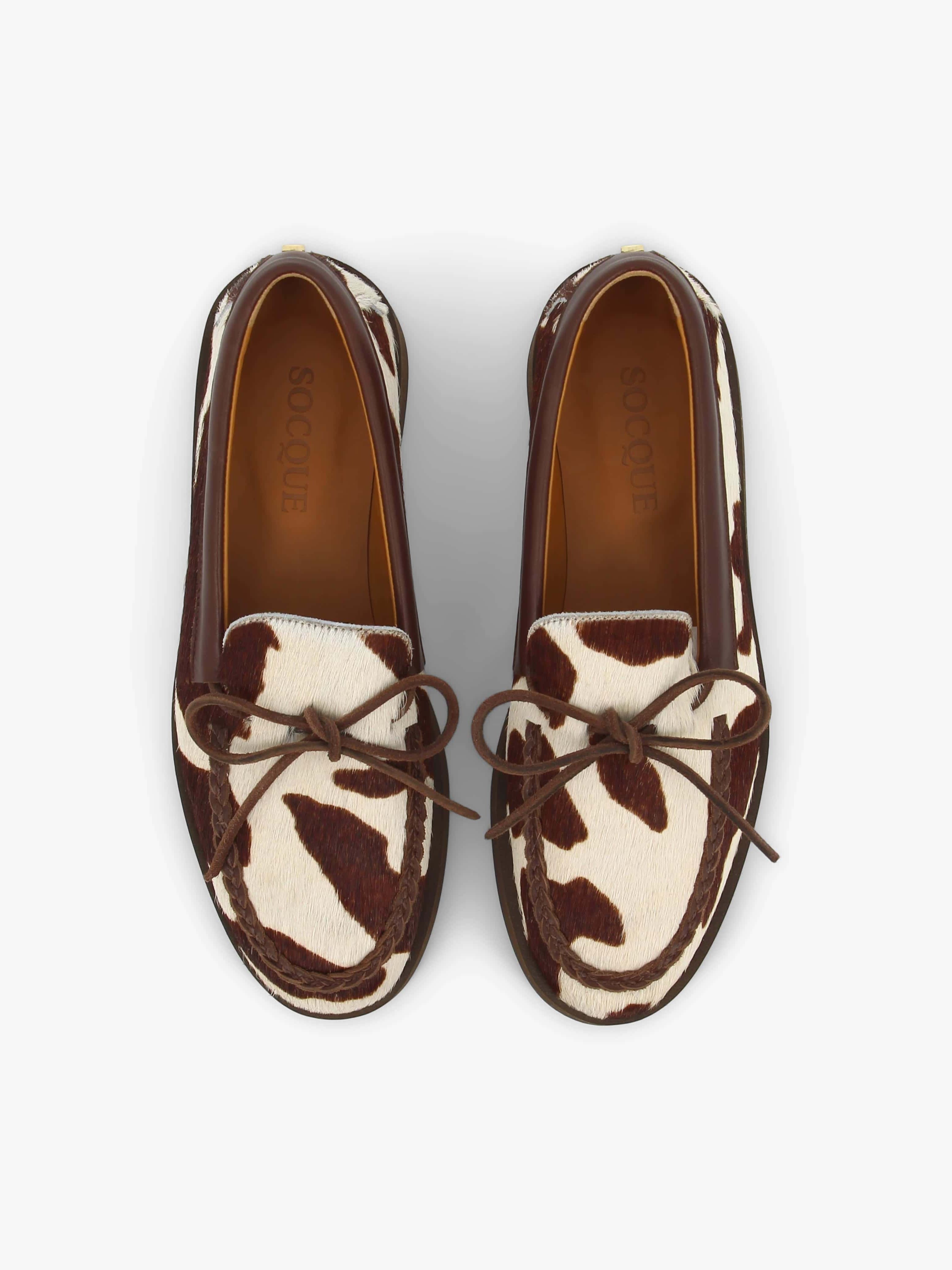 Socque-Totem-Moccasin-indien-Cuir-vache-imprime-top