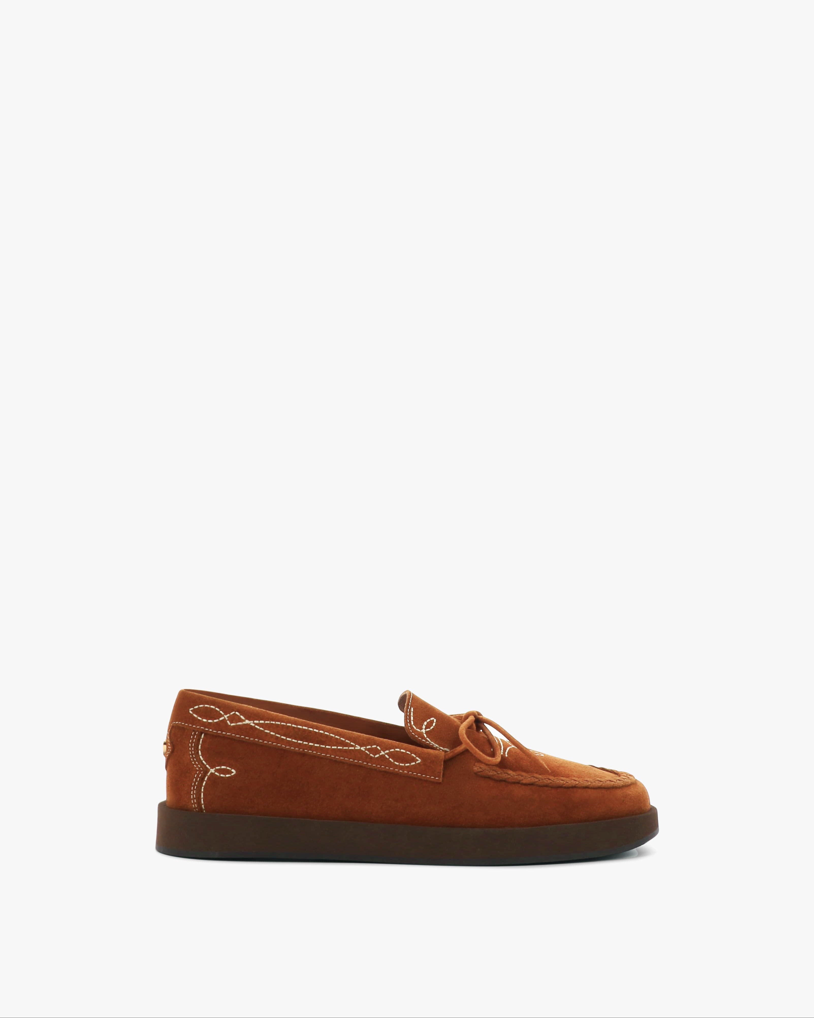 Socque-Totem-moccasin-indien-daim-camel-creme-profil