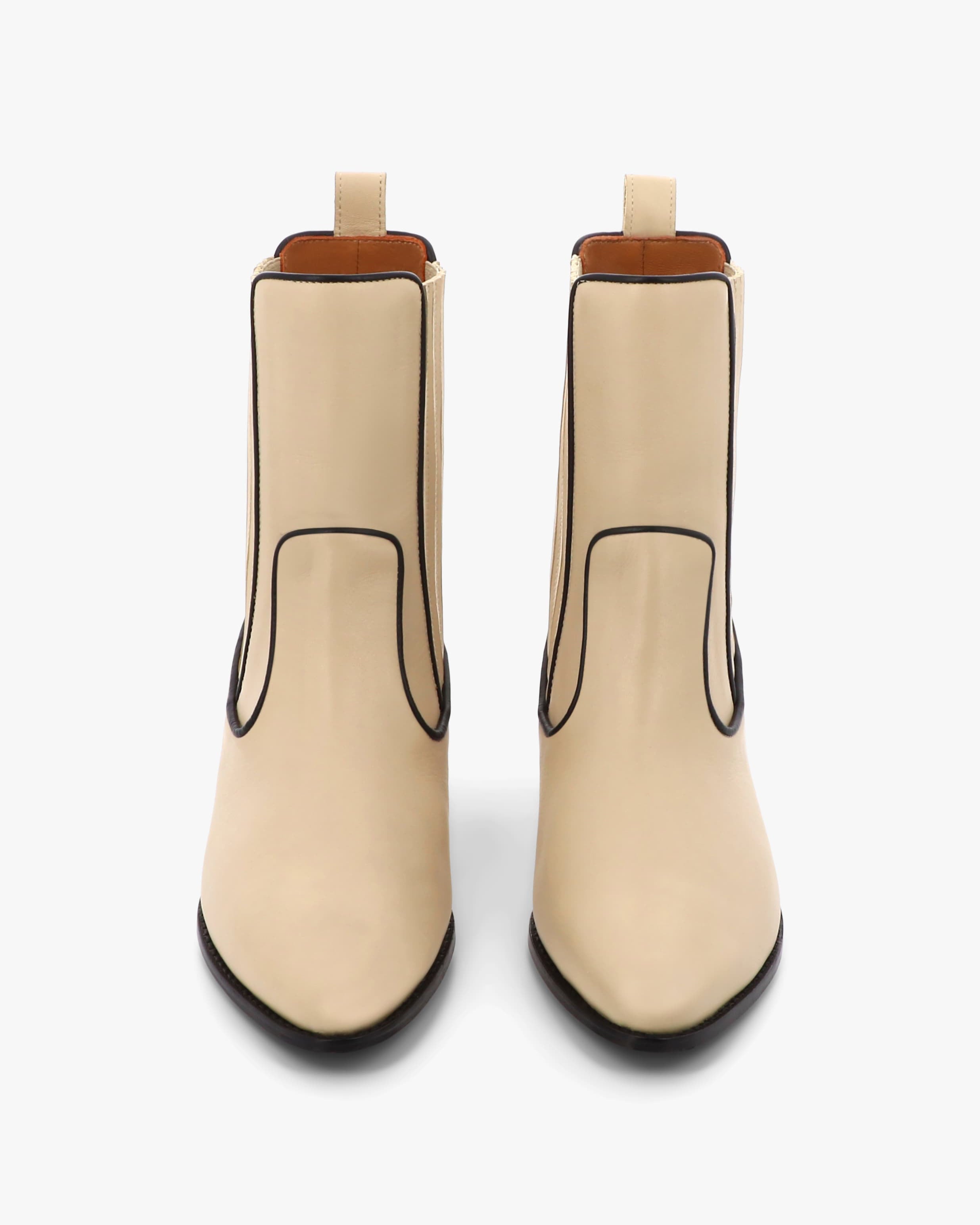 Socque-abbey-Santiag-cuir-creme-noir-front