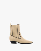Socque-abbey-Santiag-cuir-creme-noir-profile