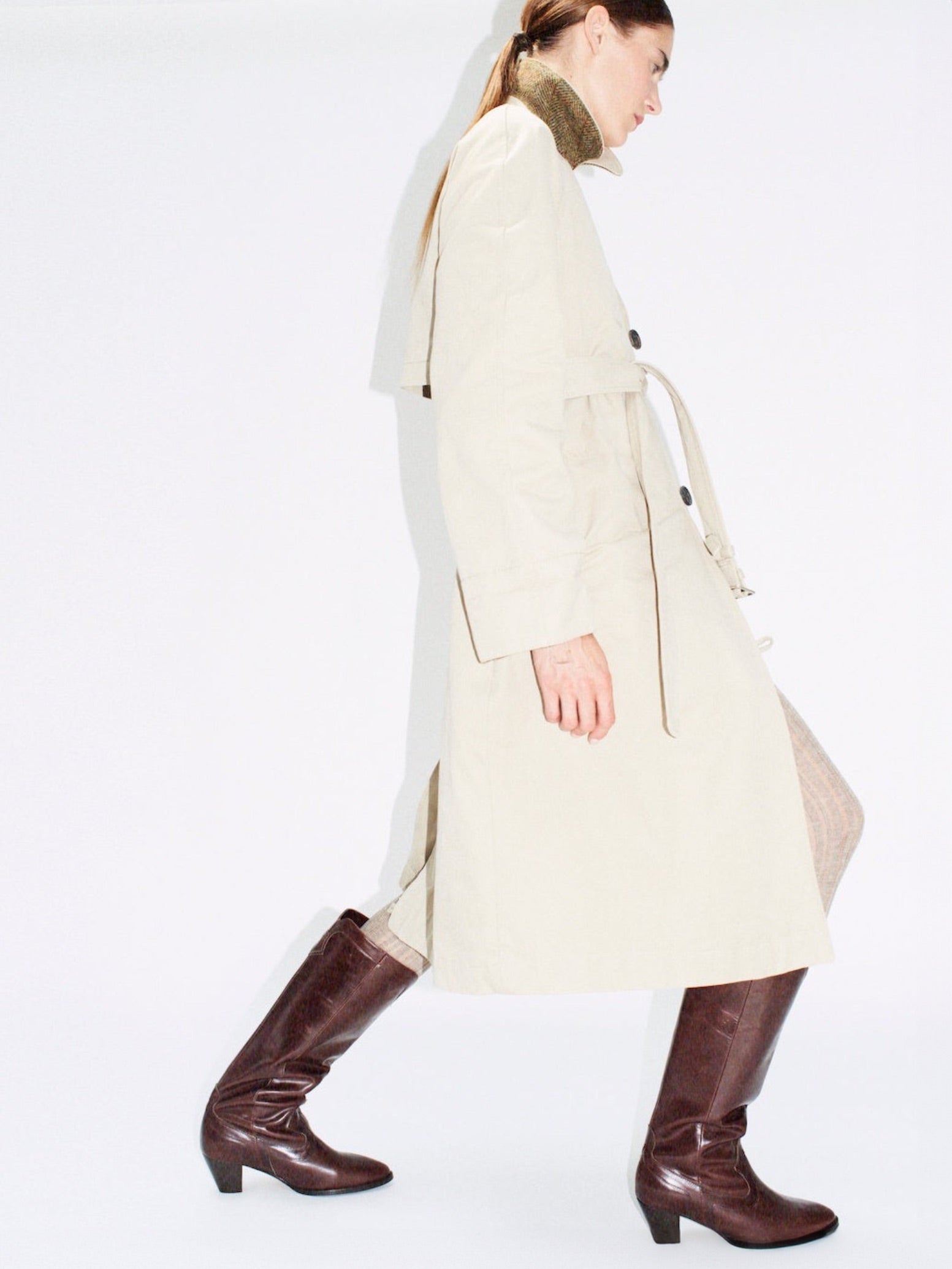 Socque Paris - Dakota Chocolat - Bottes hautes talon moyen santiag cuir chocolat
