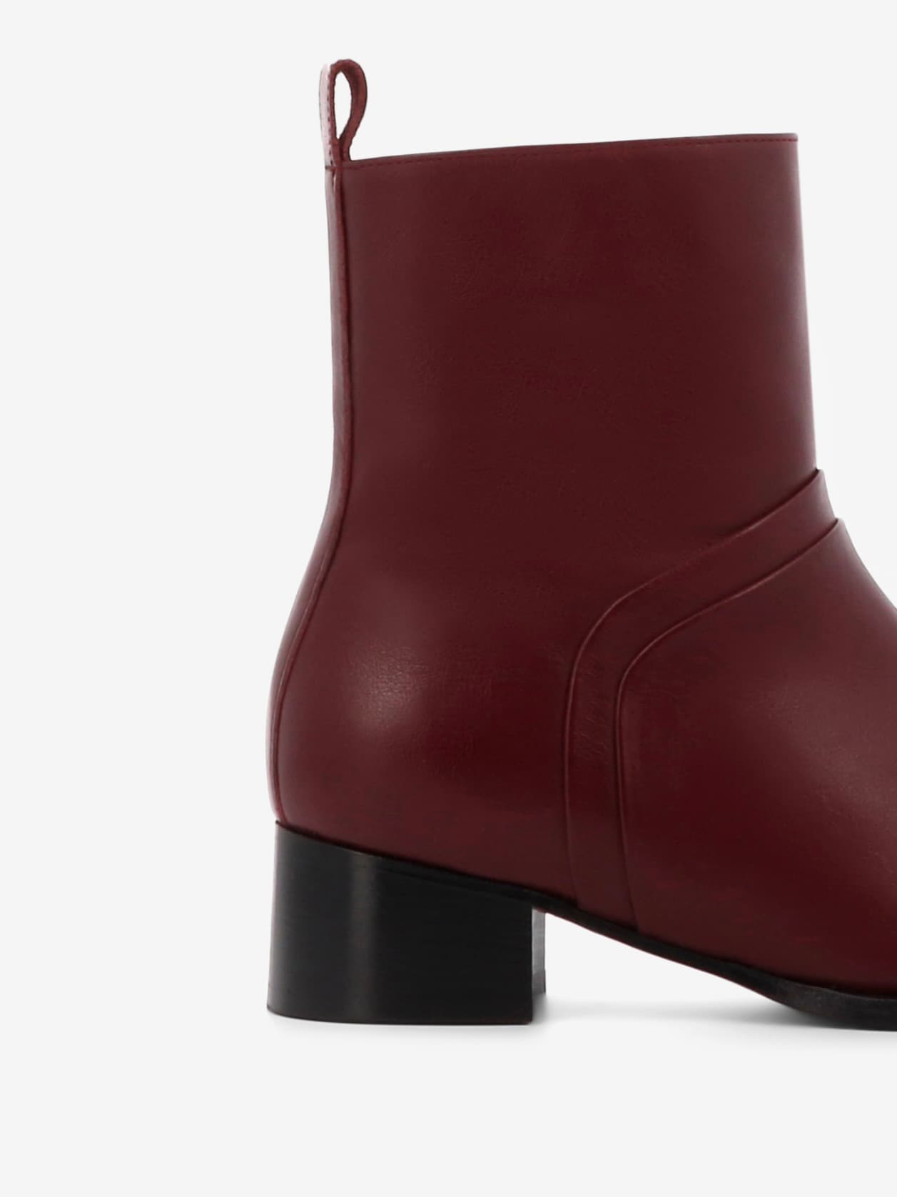 Socque-bottine-beetleboot-Dover-cuir-bordeaux-profil-detail