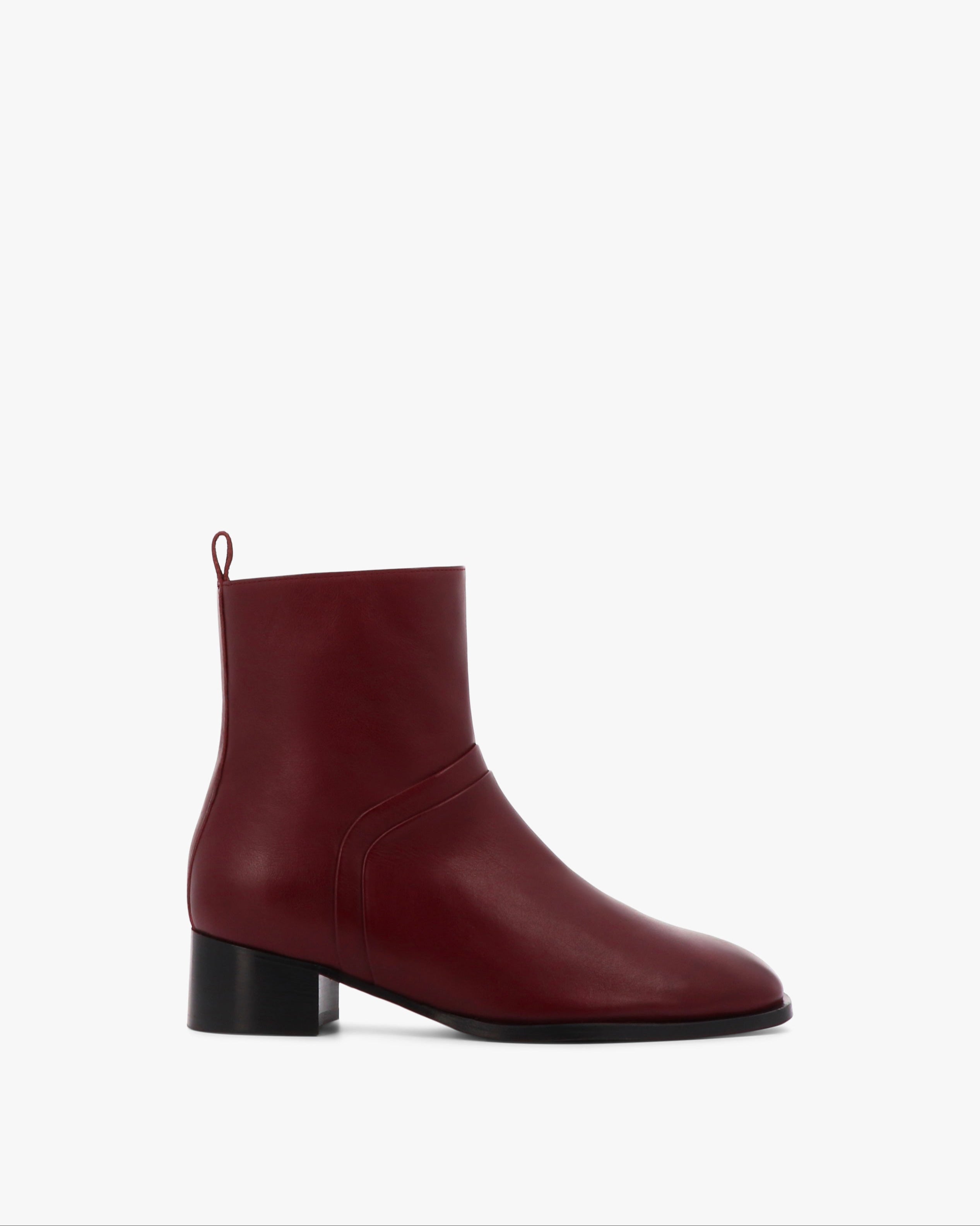 Socque-bottine-beetleboot-Dover-cuir-bordeaux-profil
