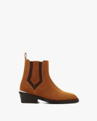 Socque-bottine-chelsea-Clyde-daim-camel-profil