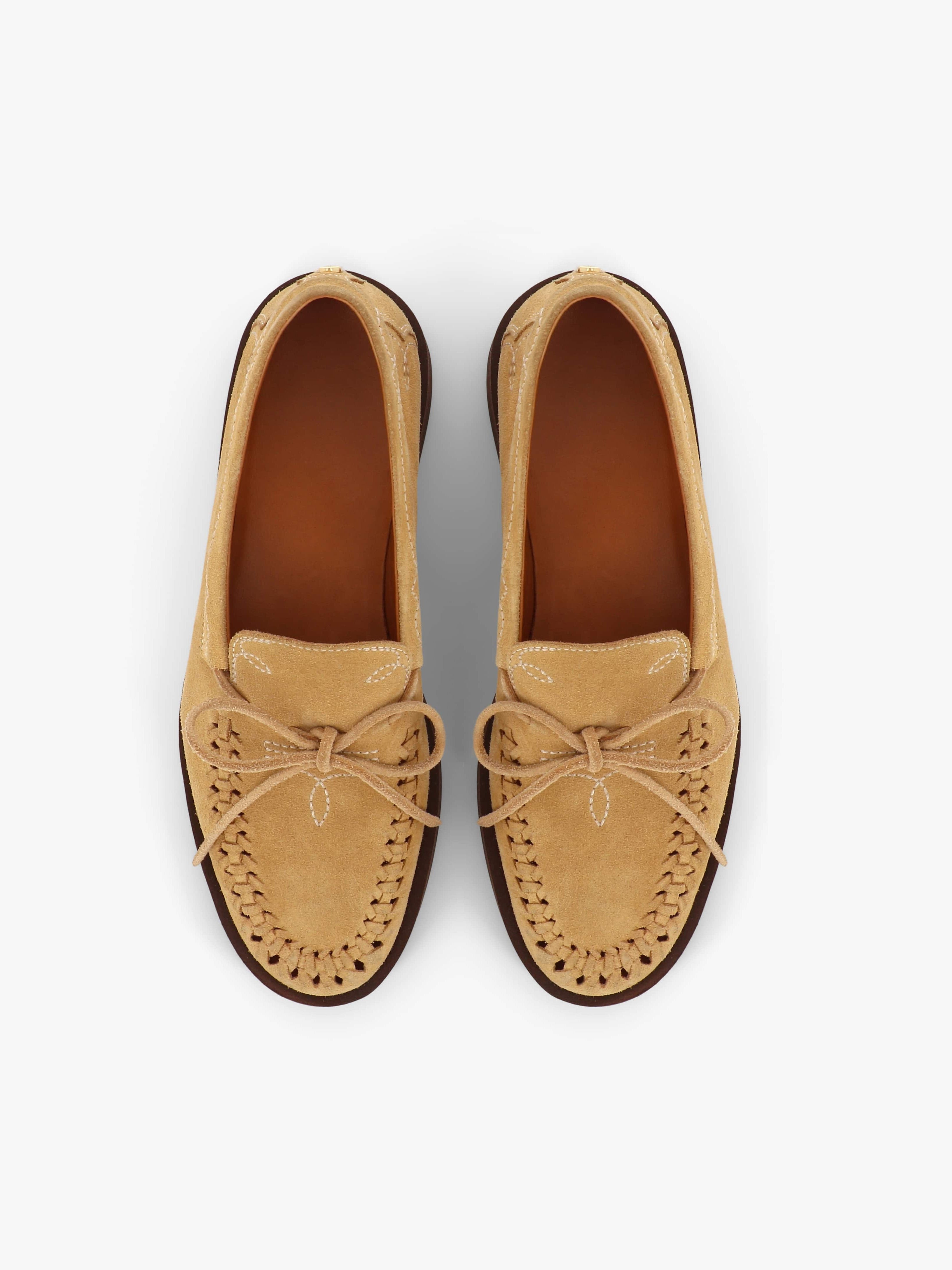 Socque_Mocassin-Indien-Totem-Daim-Sable-Top