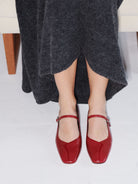 Socque Paris - Ariane Carmin - Ballerine plate en agneau rouge carmin