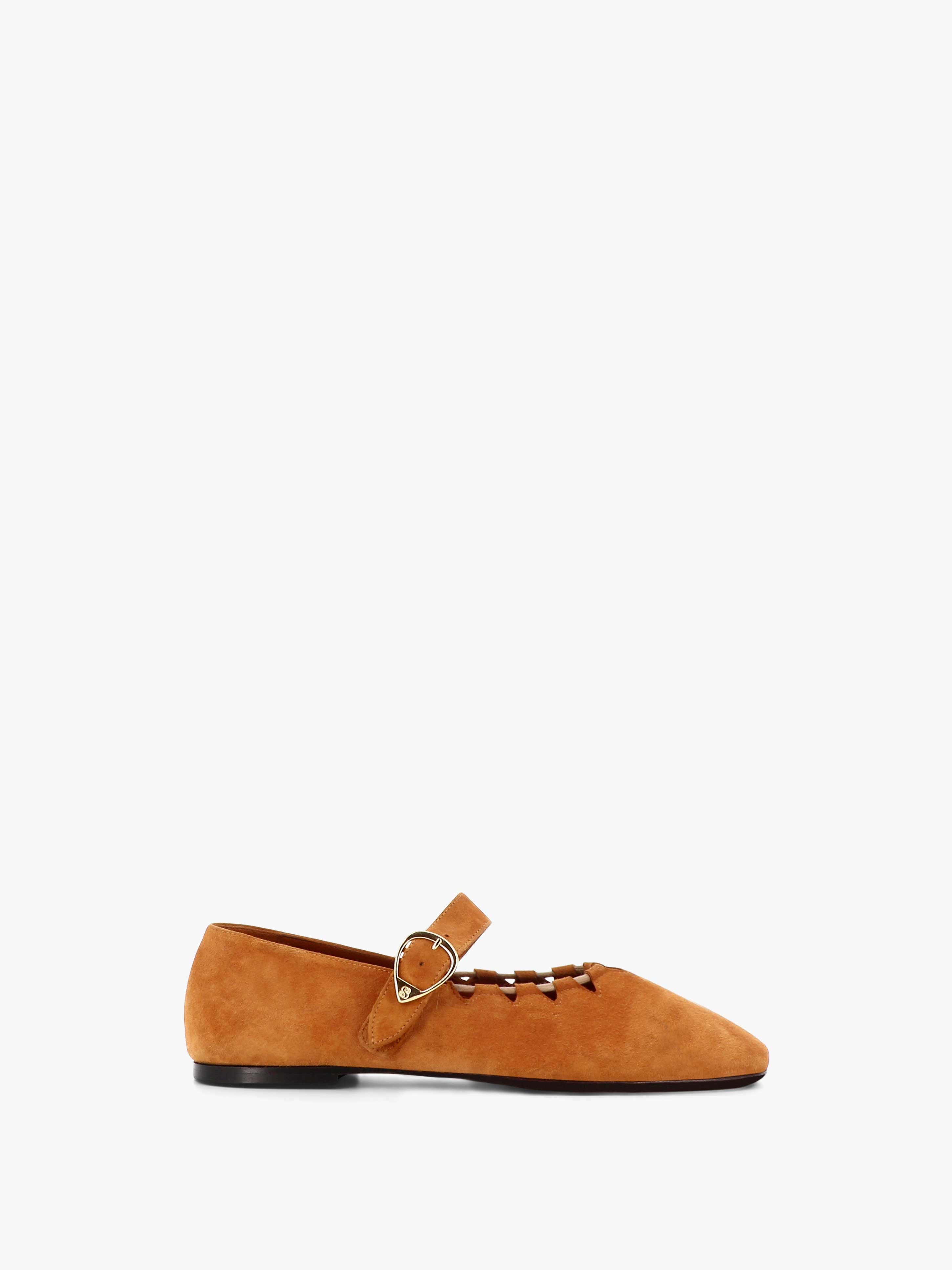 Socque Paris - Ginger Camel - Ballerine plate et souple en chèvre velours camel.
